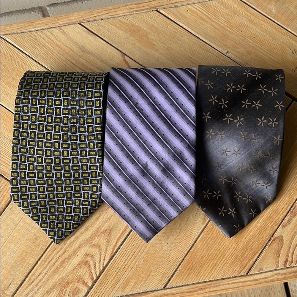 3 Set - 1996 Styles - Elegant Men's Tie Set - Black, Blue, Purple, Gold